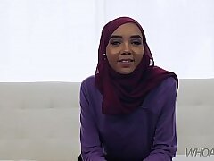 teeny-weeny muslim teenage gets a broad in the beam nefarious flannel